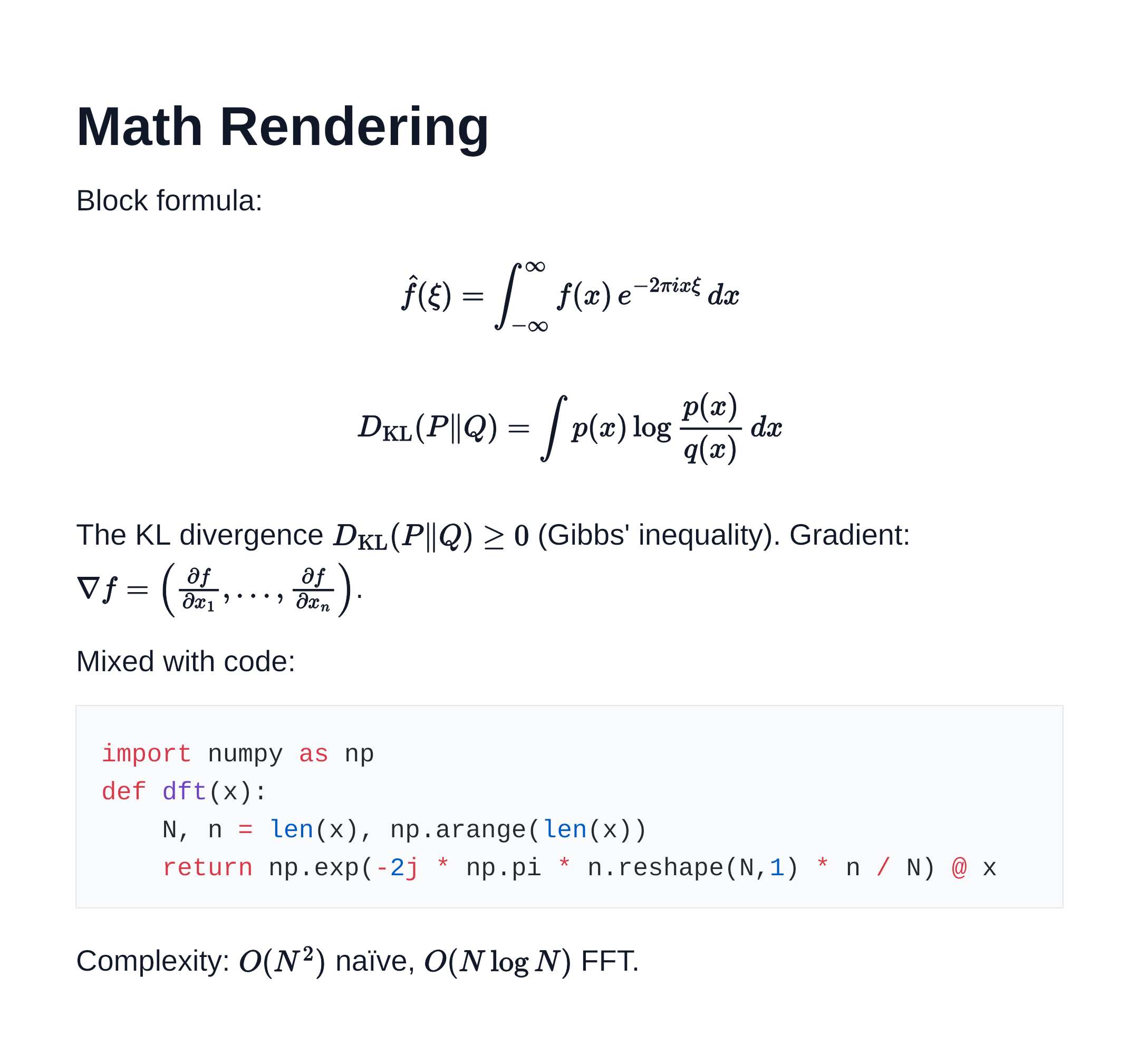 Math rendering example
